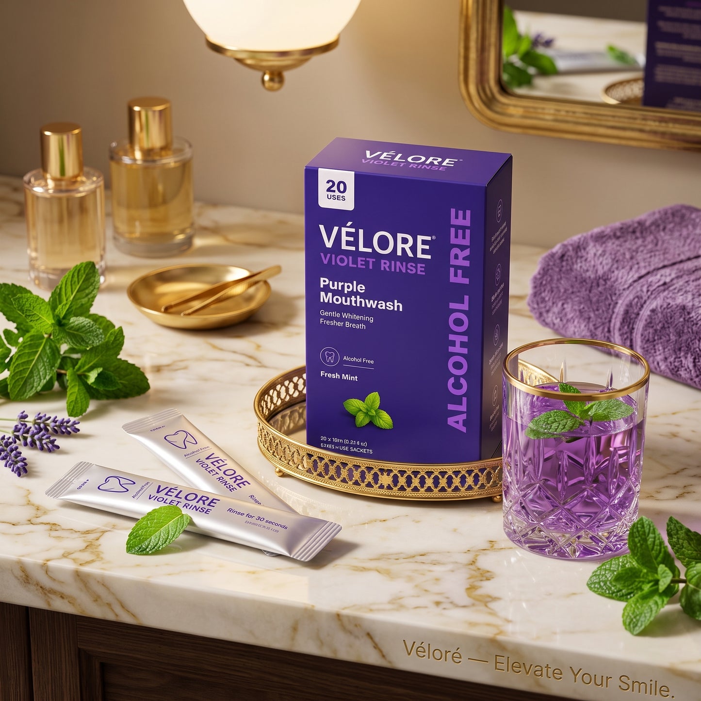 Vēlore Violet Rinse — On-the-Go Mouthwash Sachets